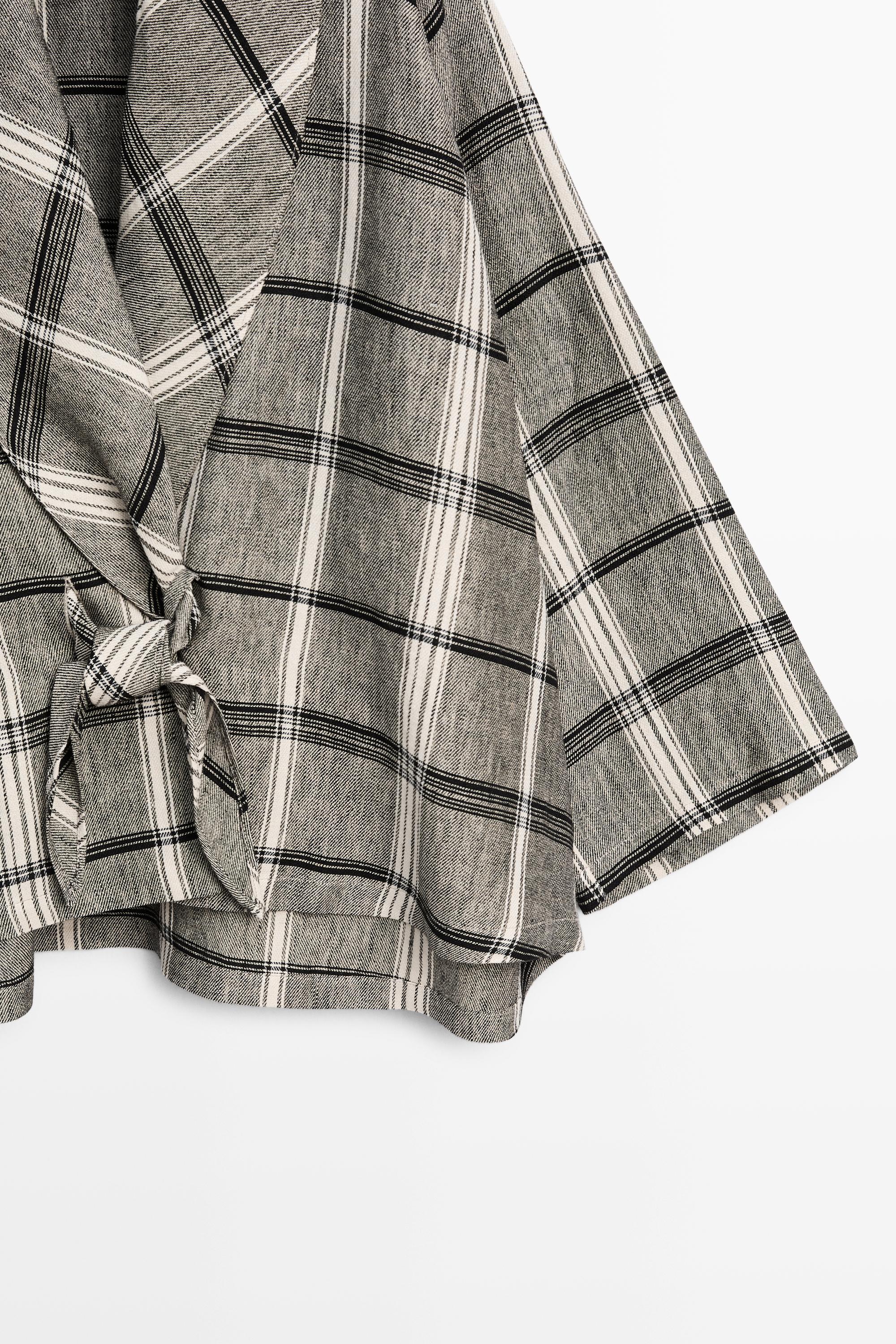 Check tie-detail overshirt